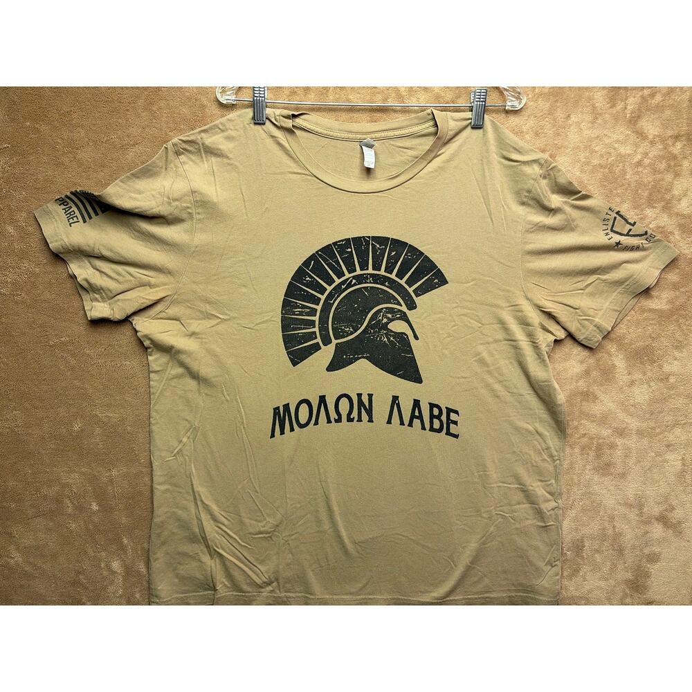 Nine Line Apparel Molon Labe Spartan T Shirt Men 2XL Coyote Tan Graphic Military